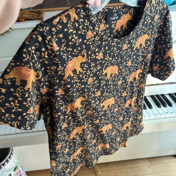 Jim Thompson Stylish Black and Orange Animal Print Tee M - Picture 11 of 16